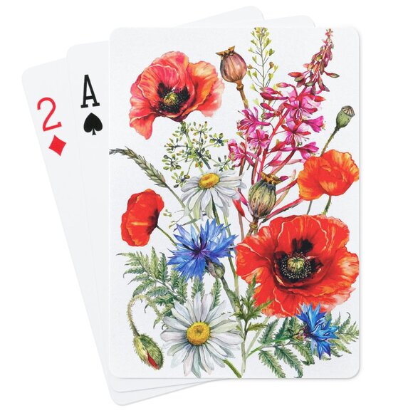 Playing Cards Poker Deck - Poppy Daises Flowers NWT - Picture 1 of 3